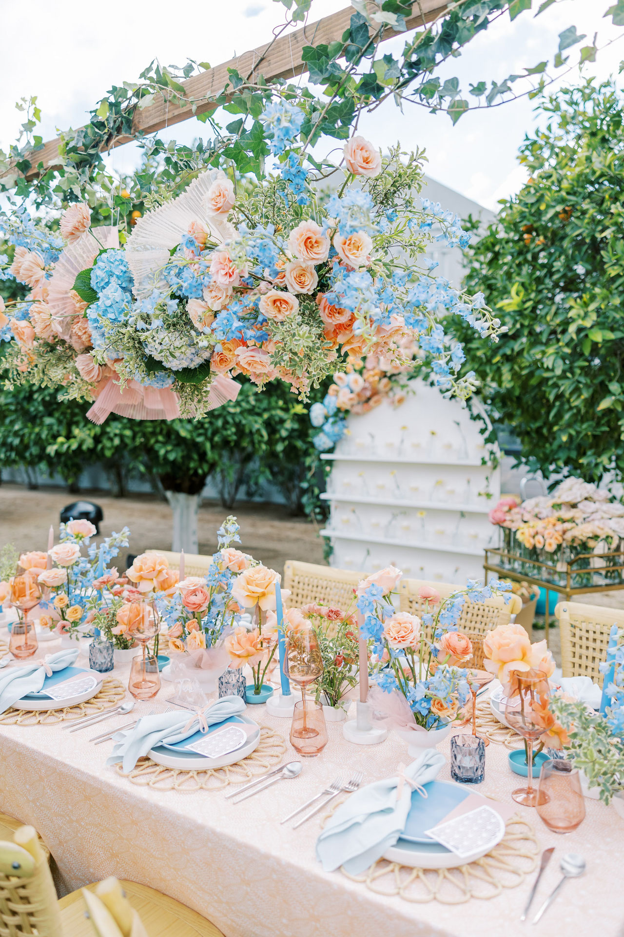 Wedding Planning Decor Blue and Peach